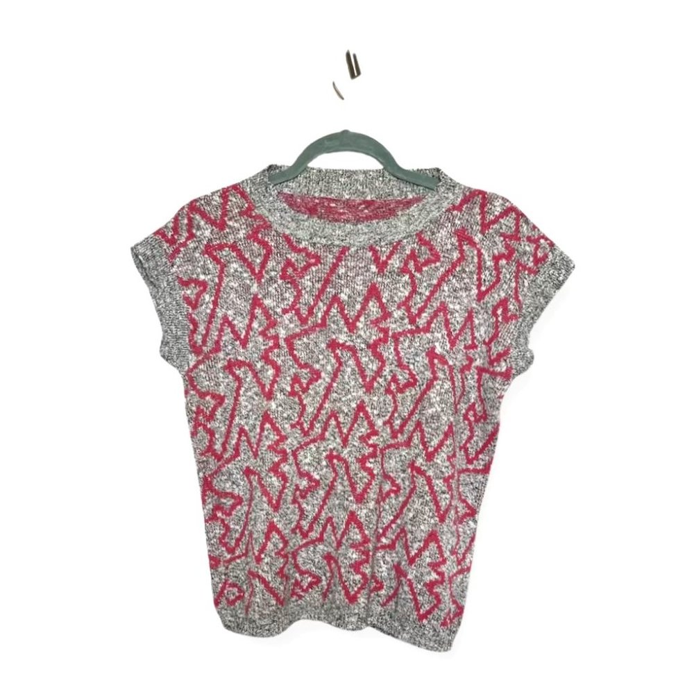 Vintage Abstract 1980’s Pink and Gray Sweater Vest